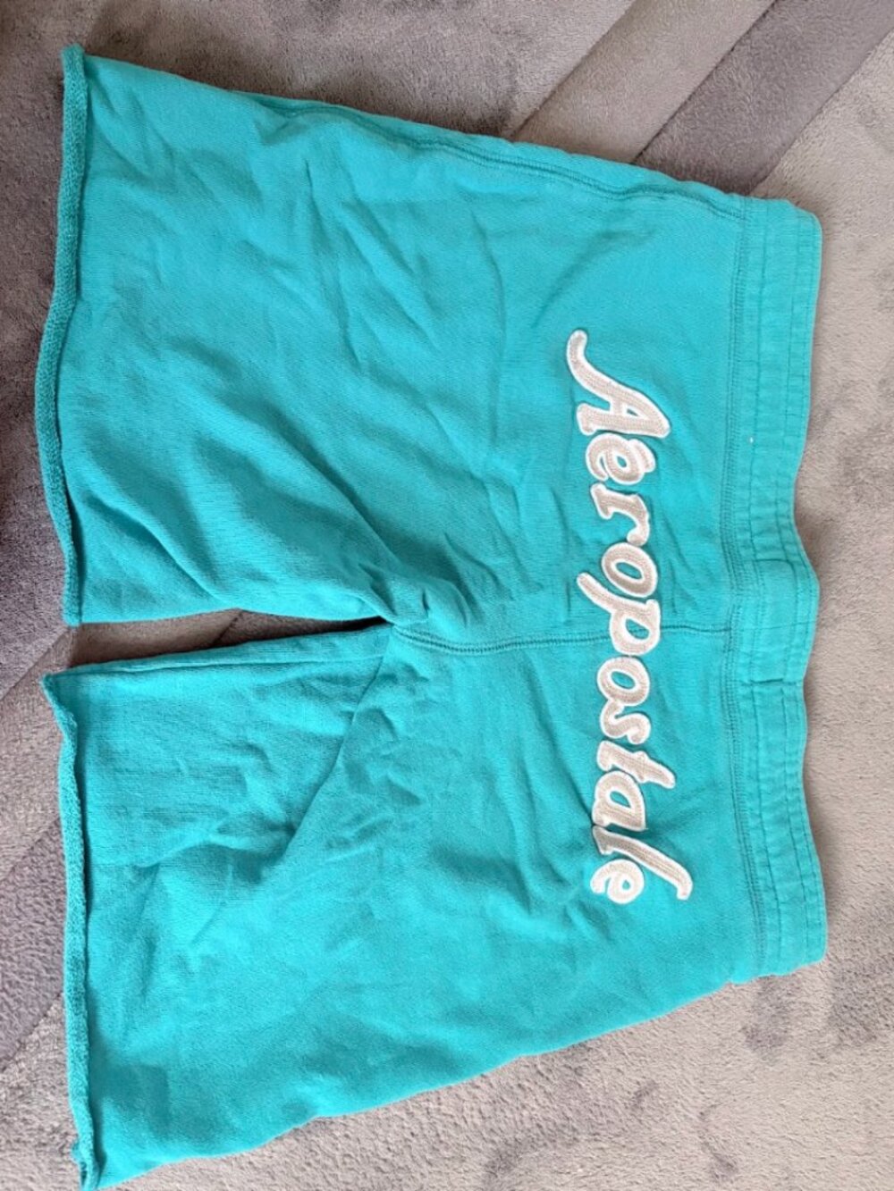 Y2K Aeropostale Turquoise Script Logo Drawstring Sweat Shorts S